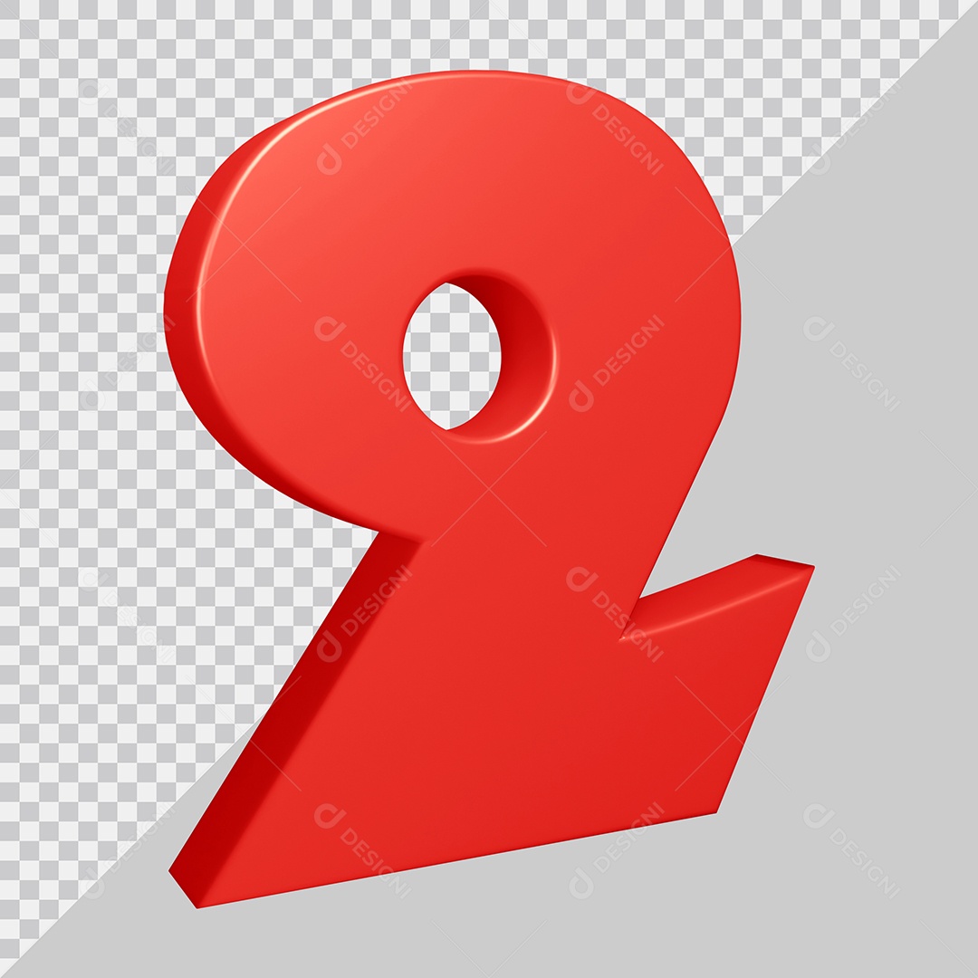Elemento 3D Para Composições Número 2 Vermelha PSD