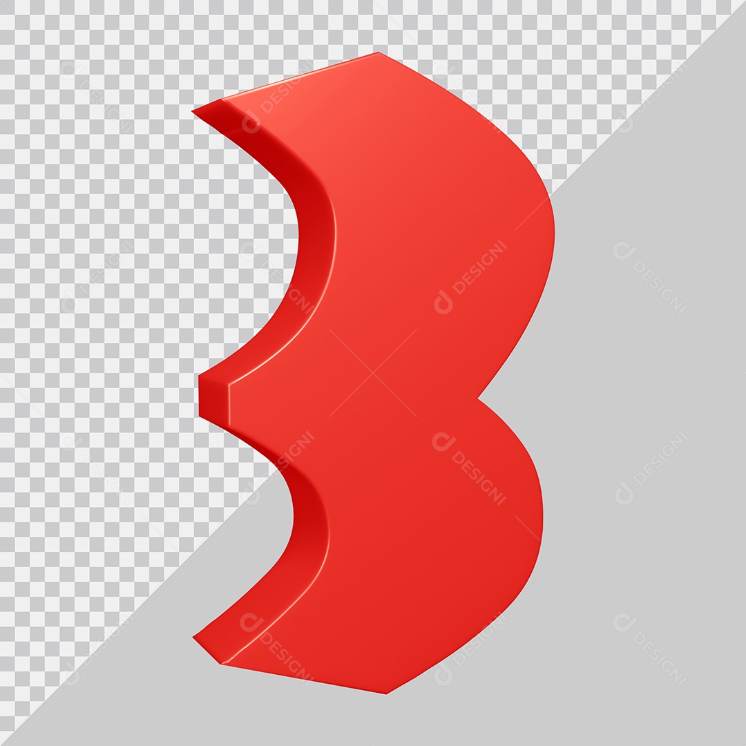Elemento 3D Para Composições Número 3 Vermelha PSD