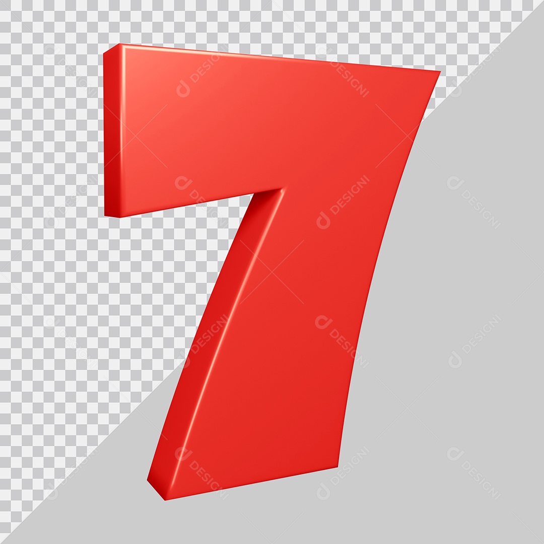 Elemento 3D Para Composições Número 7 Vermelha PSD