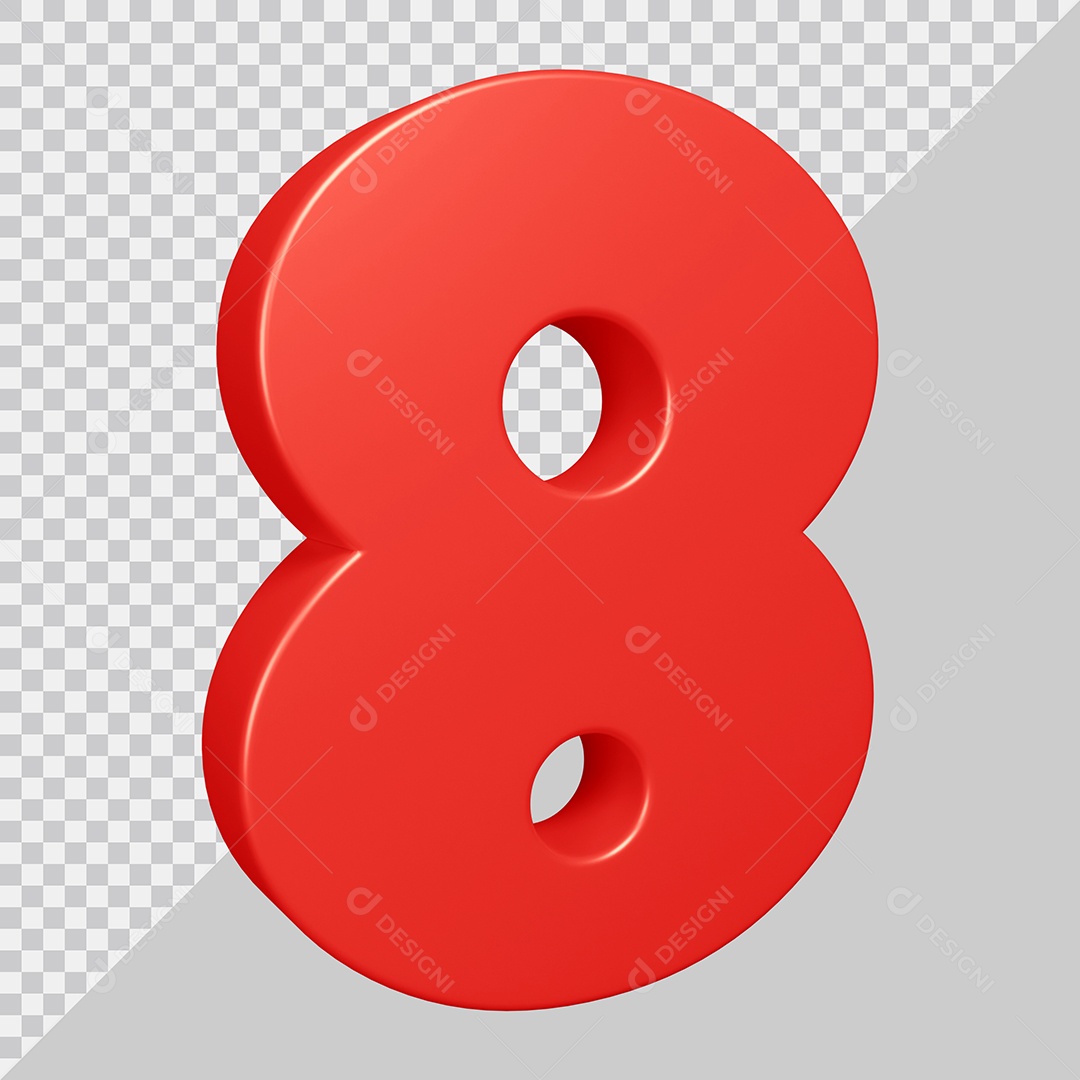 Elemento 3D Para Composições Número 8 Vermelha PSD