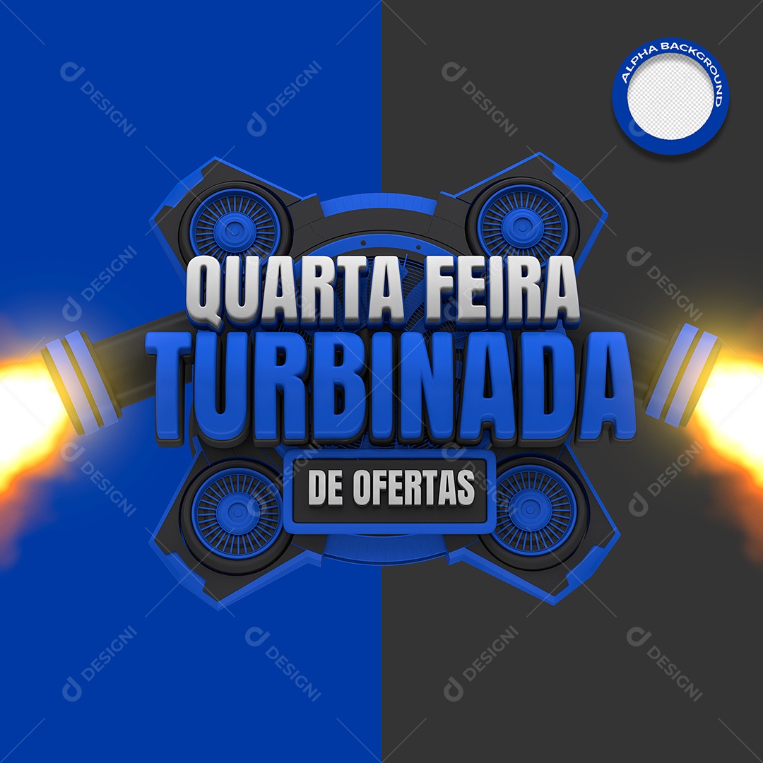 Selo 3D Para Composição Quarta Feira Turbinada PSD