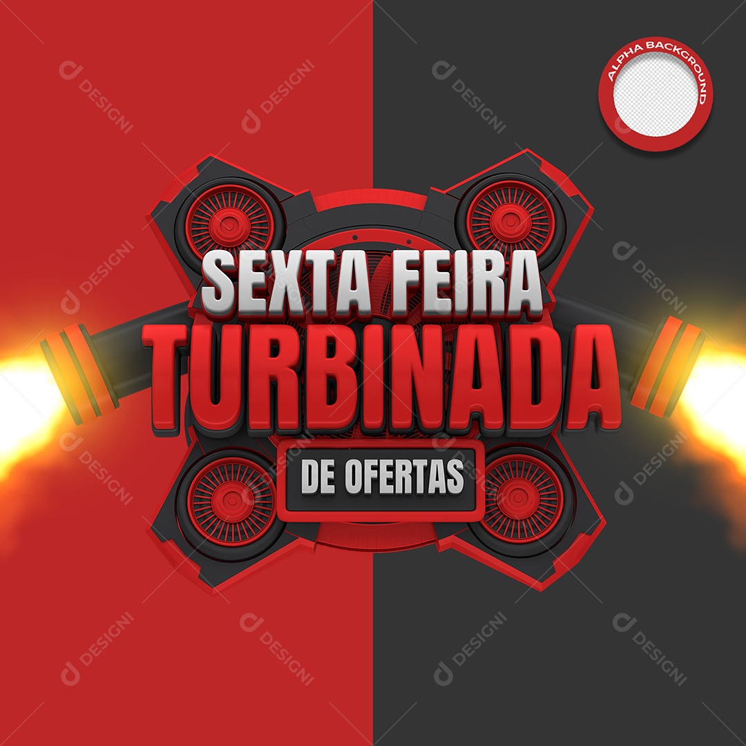 Selo 3D Para Composição Sexta Feira Turbinada PSD