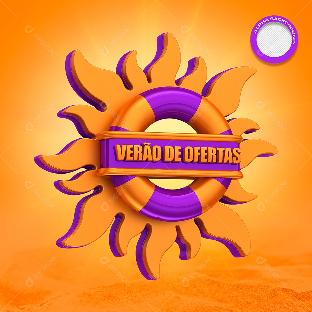 Selo 3D Para Composição Verão De Ofertas PSD