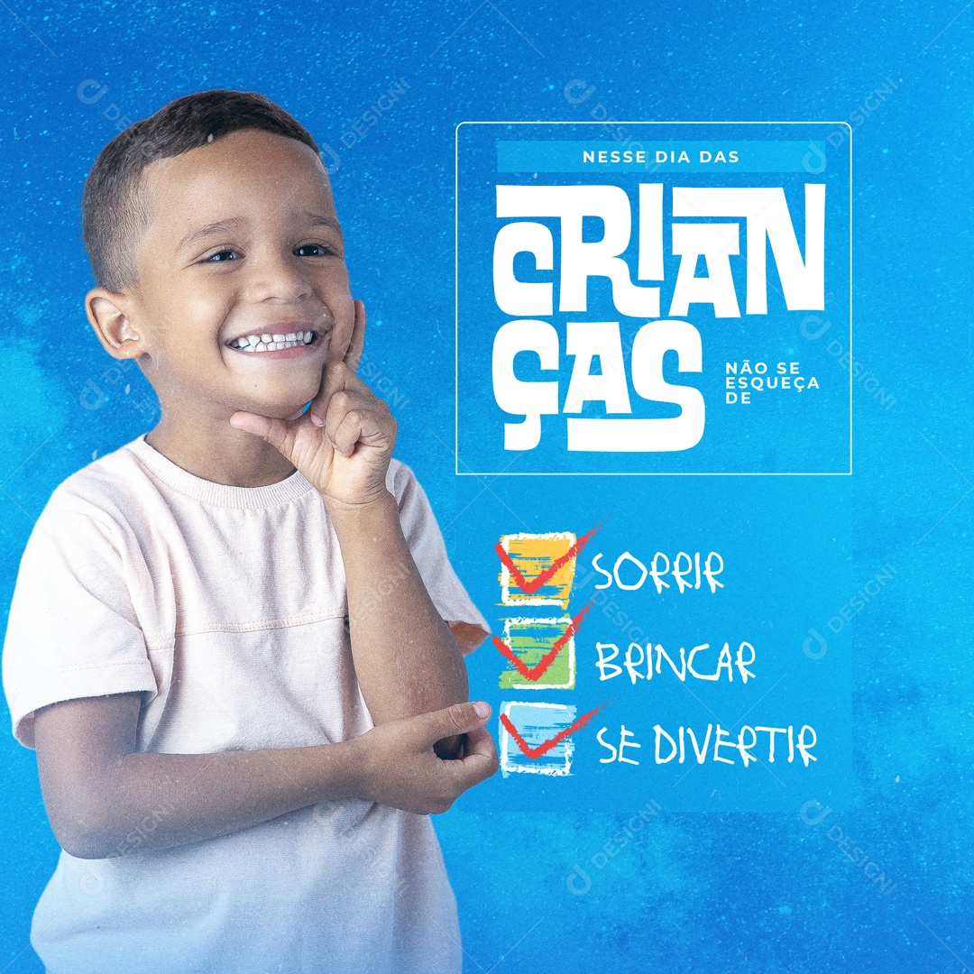 Feliz Dia das Crianças 12 de Outubro Sorrir, Brincar Social Media PSD Editável