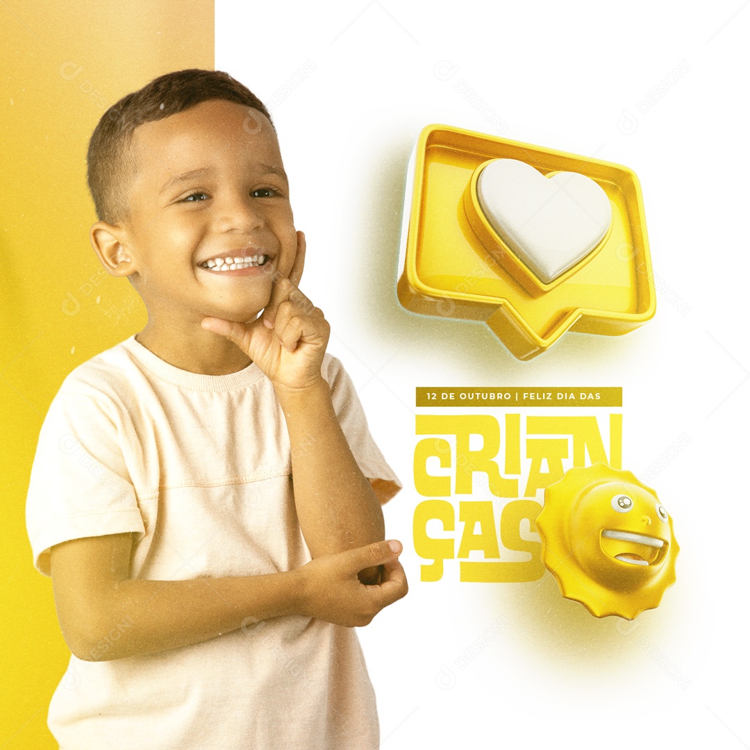 Post Feliz Dia das Crianças 12 de Outubro Social Media PSD Editável