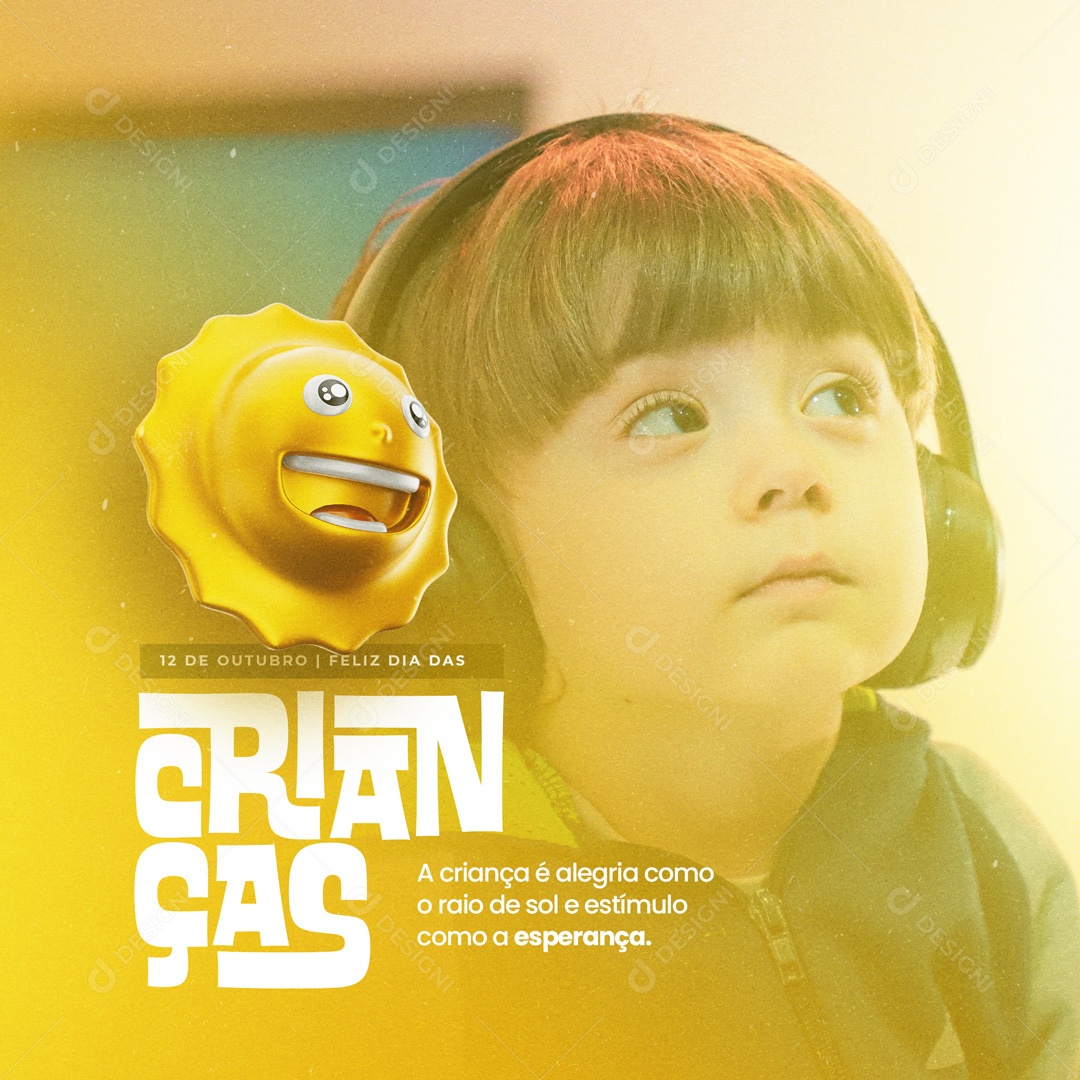 Social Media Criança é Alegria como o Raio do Sol Feliz Dia das Crianças PSD Editável
