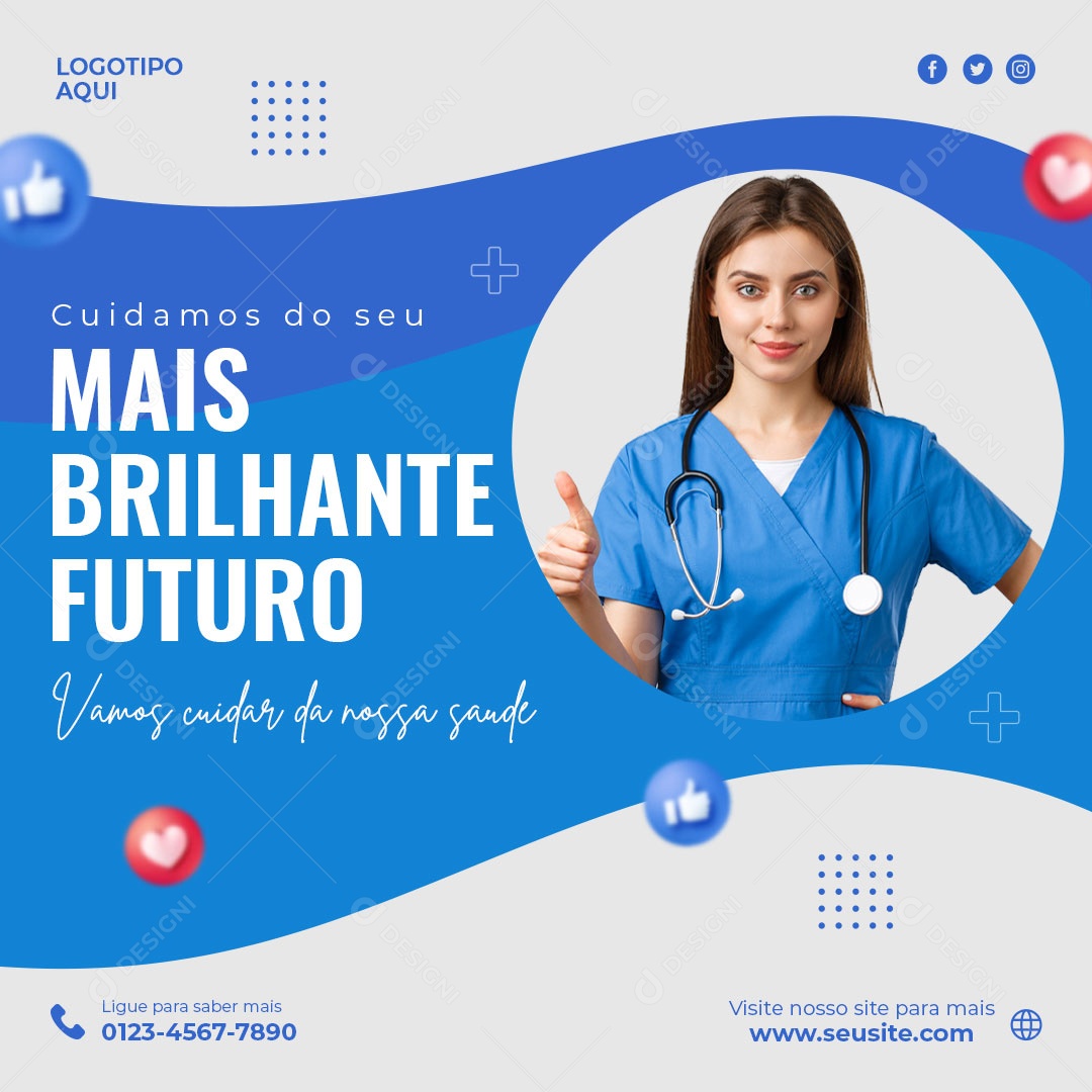 Social Media Clínica Médica Mais Brilhante Futuro PSD Editável