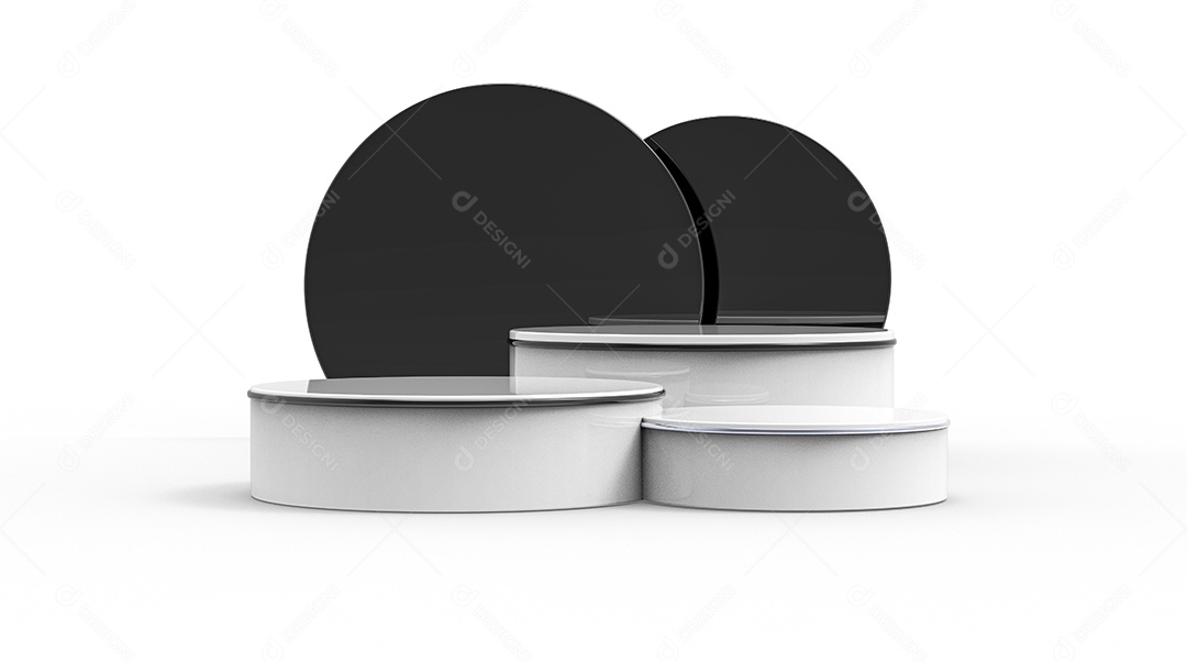 Elemento 3D Podium Preto e Branco Para Composição 3D