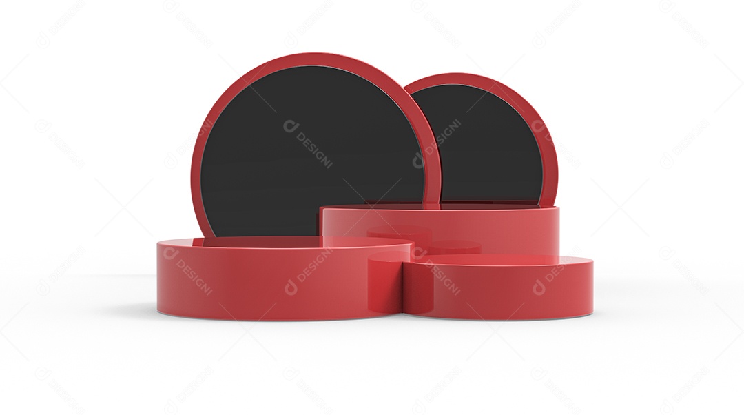 Elemento 3D Podium Vermelho e Preto Para Composição 3D