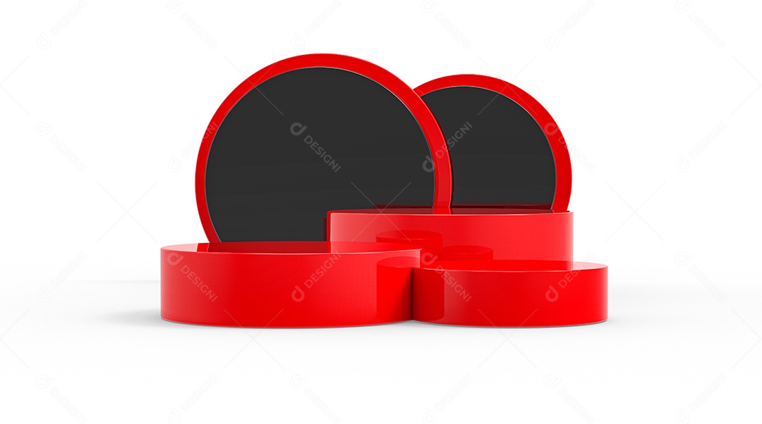 Elemento 3D Podium Vermelho e Preto Para Composição 3D