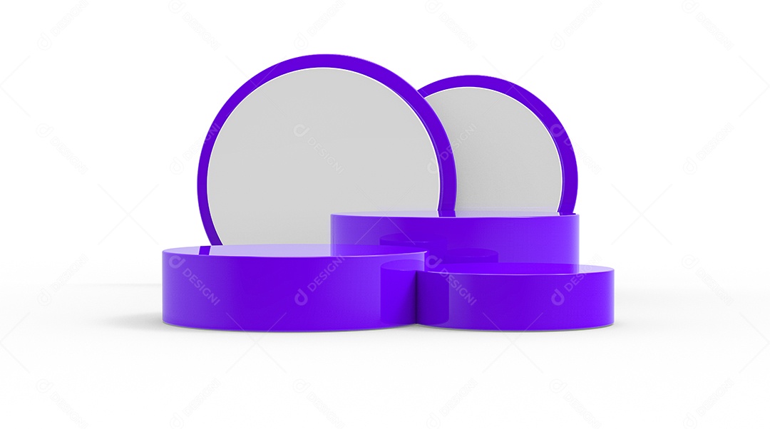 Elemento 3D Podium Roxo e Branco Para Composição 3D