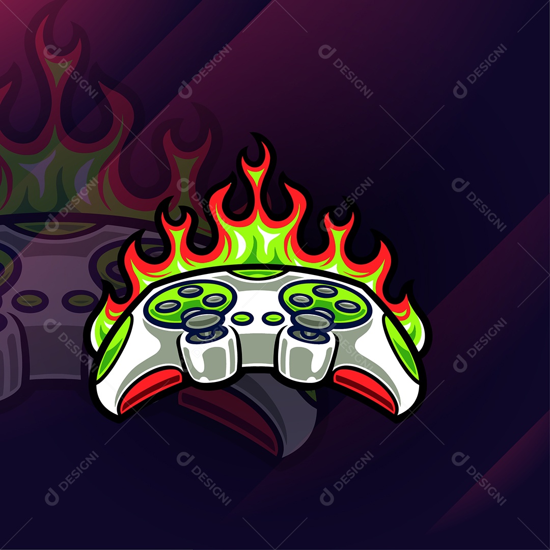 Joystick de design de logotipo de jogos de controle de esportes