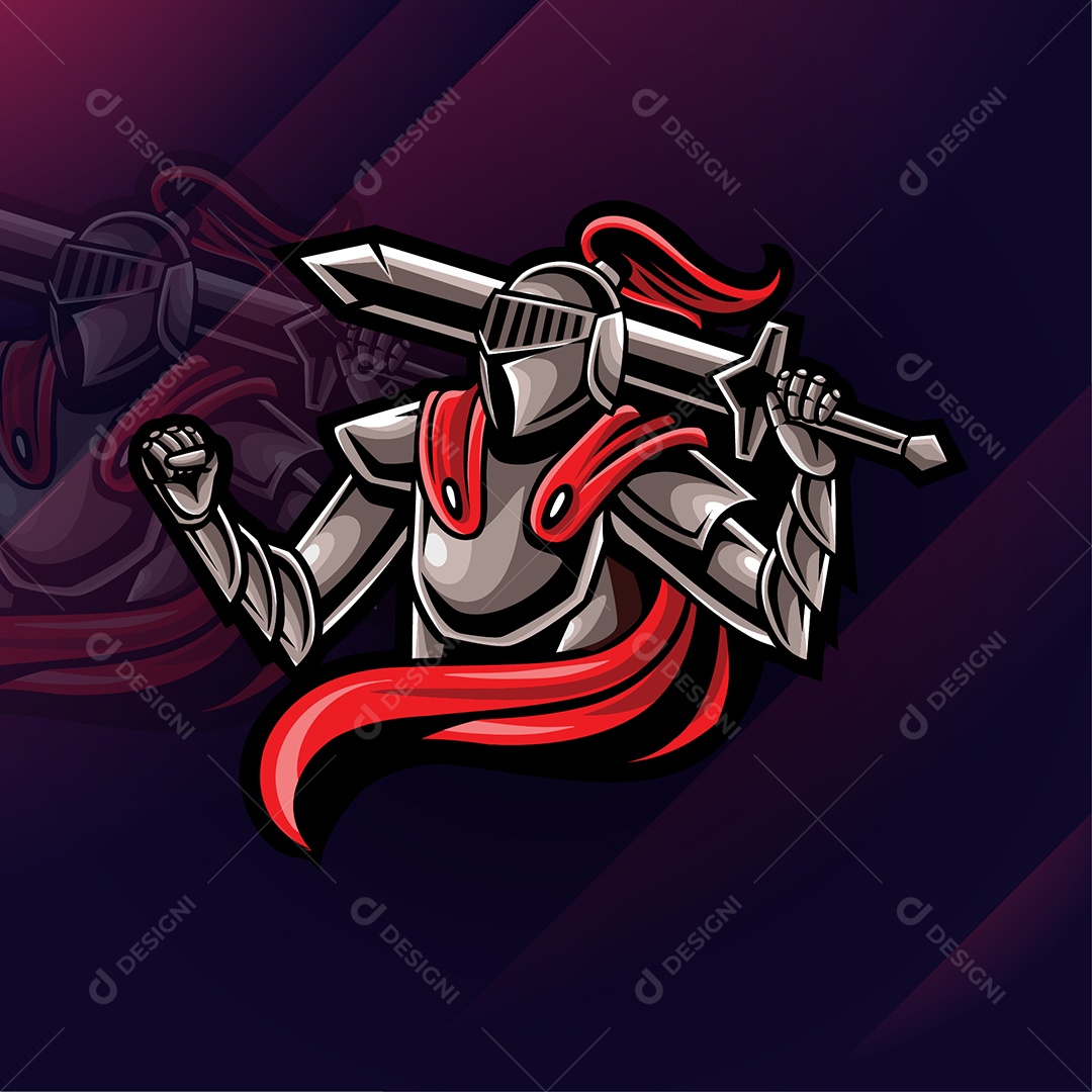 Modelo de logotipo de jogos esports de design de logotipo de mascote guerreiro