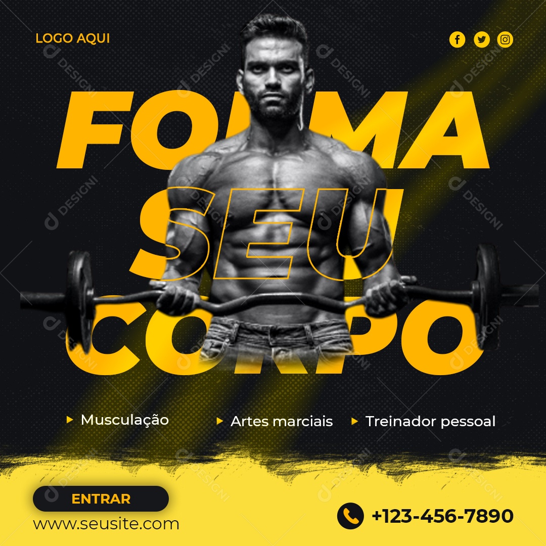 Social Media Academia Musculação Artes Marciais PSD Editável