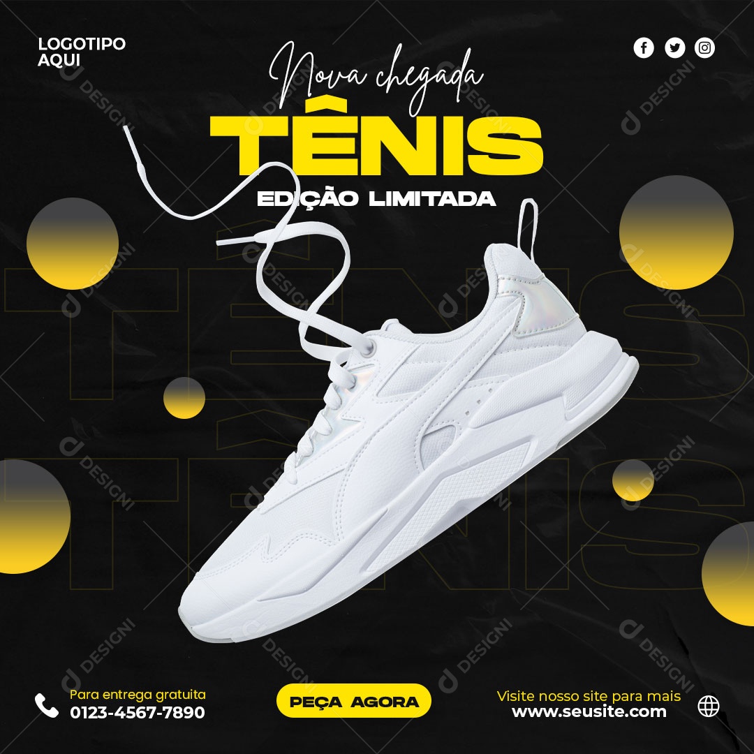 Social Media Nova Chegada Tênis Edição Limitada PSD Editável