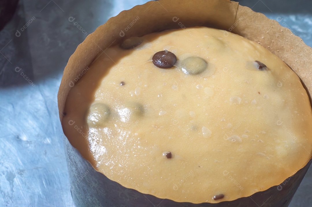 Textura de pão de chocolate artesanal ou concep de Natal de panetone