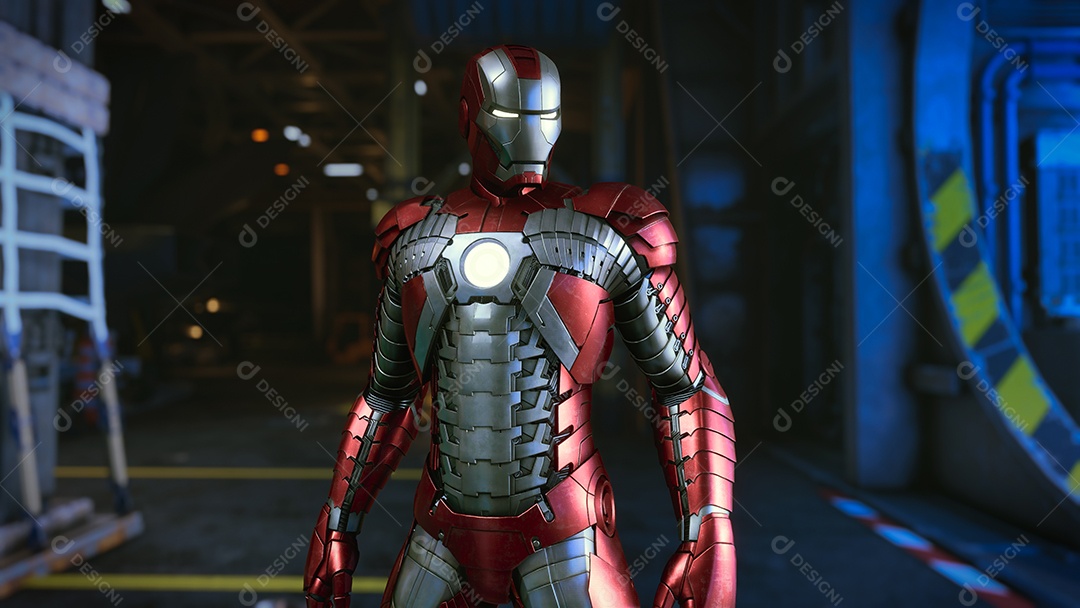 Ilustração 3D do Homem de Ferro Mark 5