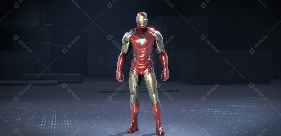 Ilustração 3D do Homem de Ferro Mark 5