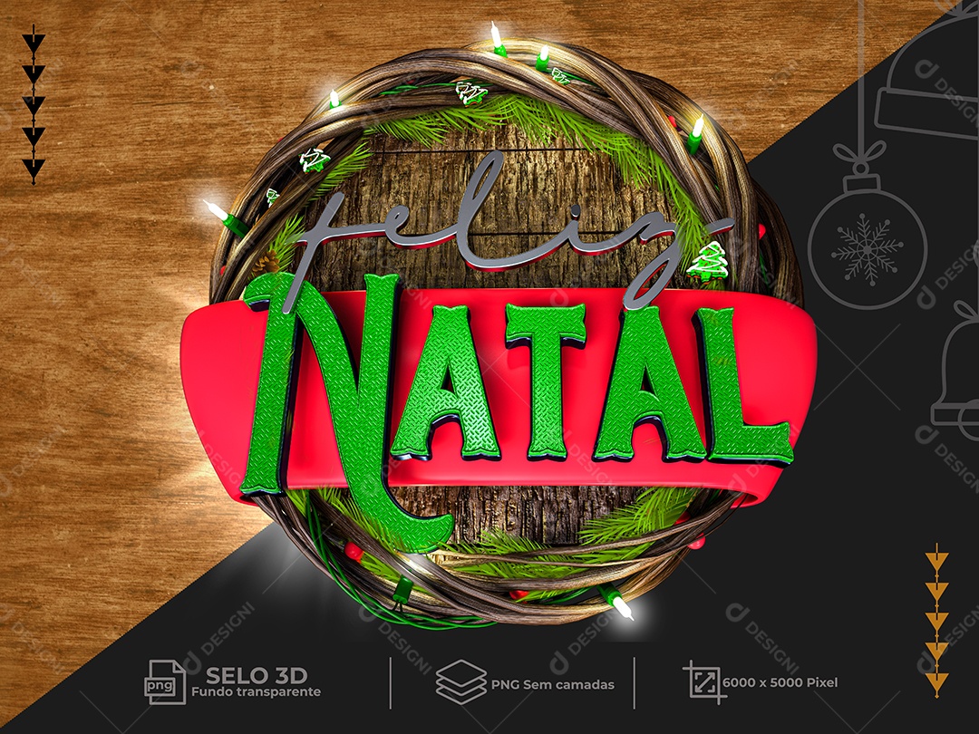 Feliz Natal Selo 3D Para Composição PNG Transparente Sem Fundo