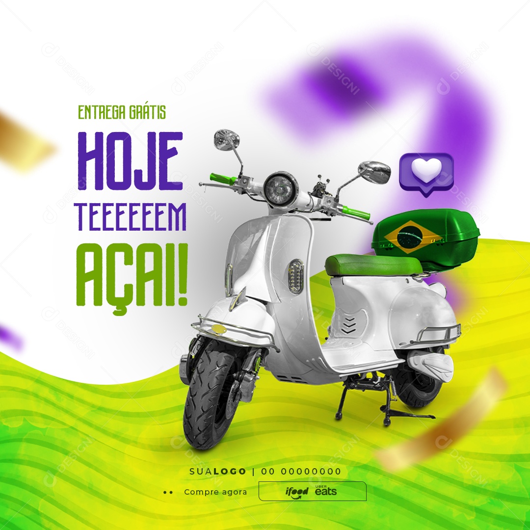 Post Açaiteria Copa do Mundo Hoje tem Açaí Social Media PSD Editável