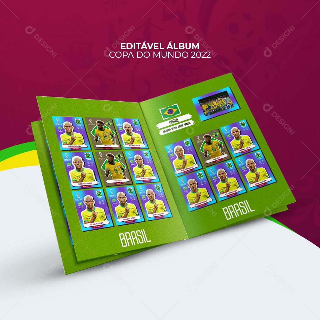 Mockup Figurinha da Copa 2022 Álbum PSD Editável