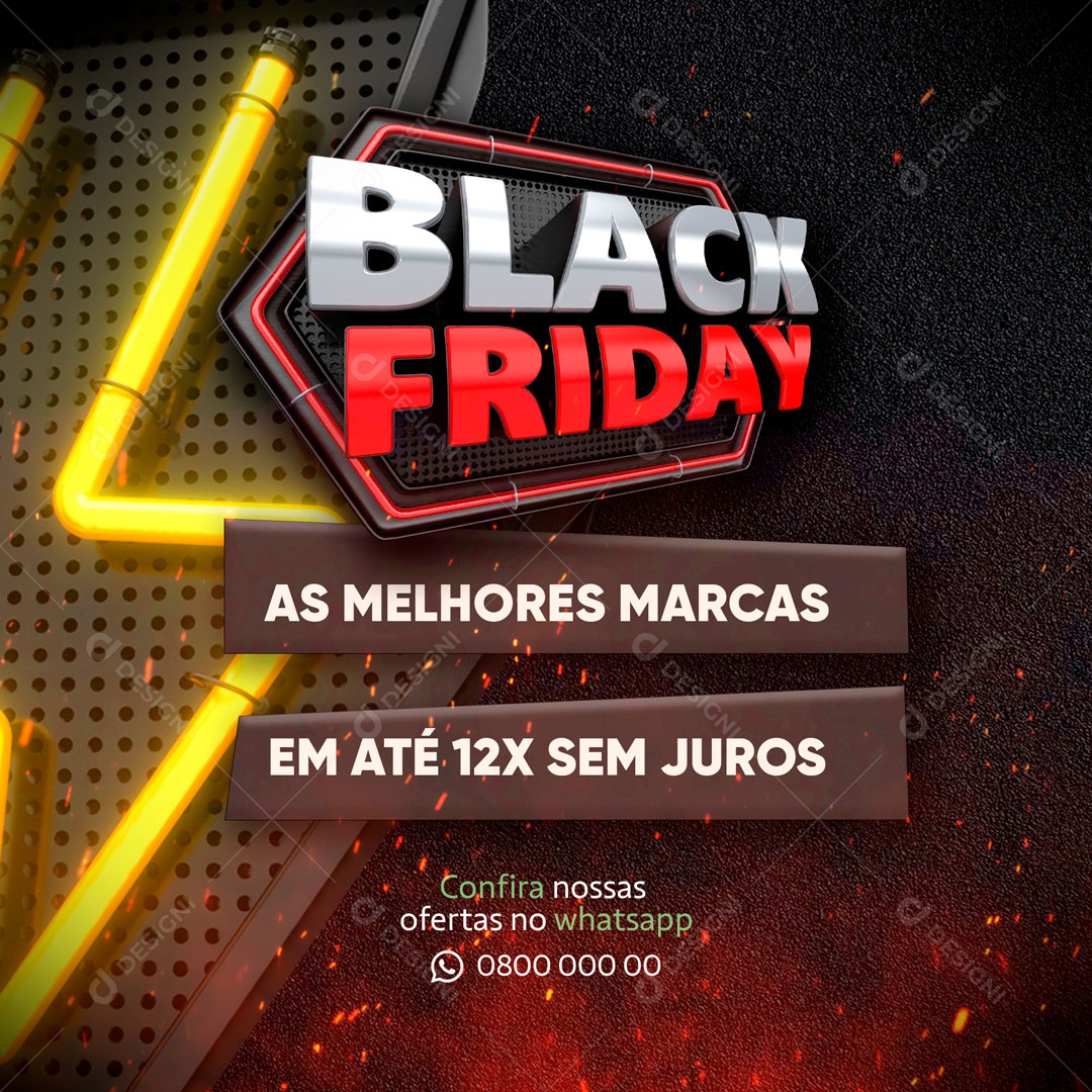 Black Friday em até 12x sem Juros Social Media PSD Editável