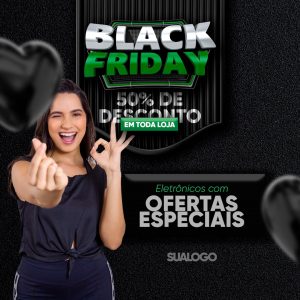 Black Friday 50% de desconto Social Media PSD Editável