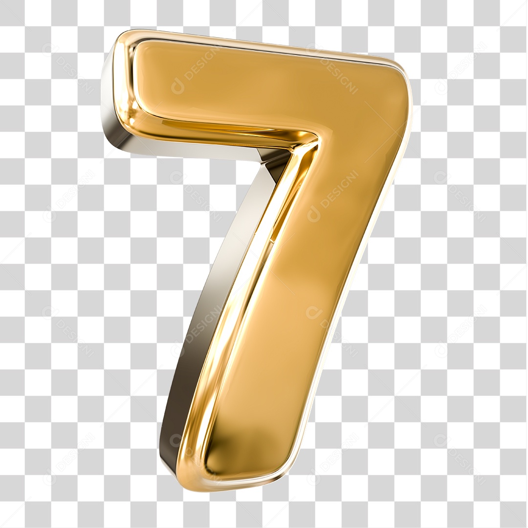 Elemento 3D Número 7 Dourado PNG Transparente Sem Fundo