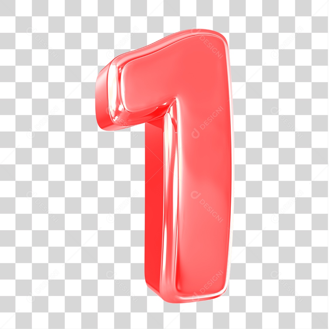 Elemento 3D Número 1 Vermelho PNG Transparente Sem Fundo