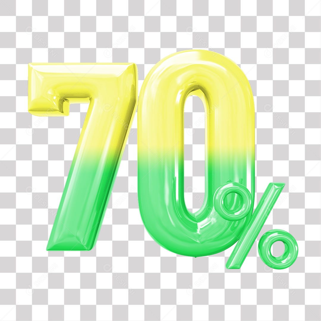 Elemento 3D Para Composição 75% De Descontos Verde e Amarelo PNG Transparente