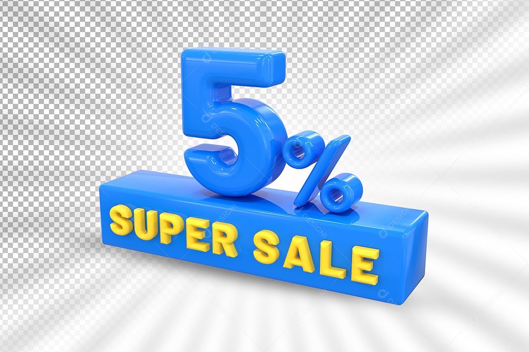 Número 3D 5% Por Cento Azul Elemento Para Composição PSD
