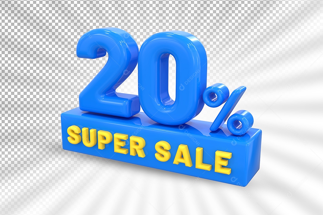 Número 3D 20% Por Cento Azul Elemento Para Composição PSD