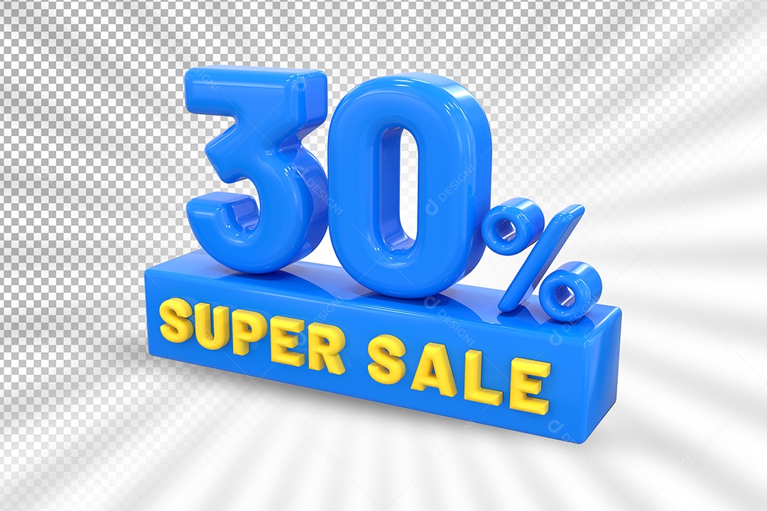 Número 3D 30% Por Cento Azul Elemento Para Composição PSD