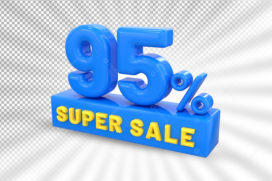 Número 3D 95% Por Cento Azul Elemento Para Composição PSD