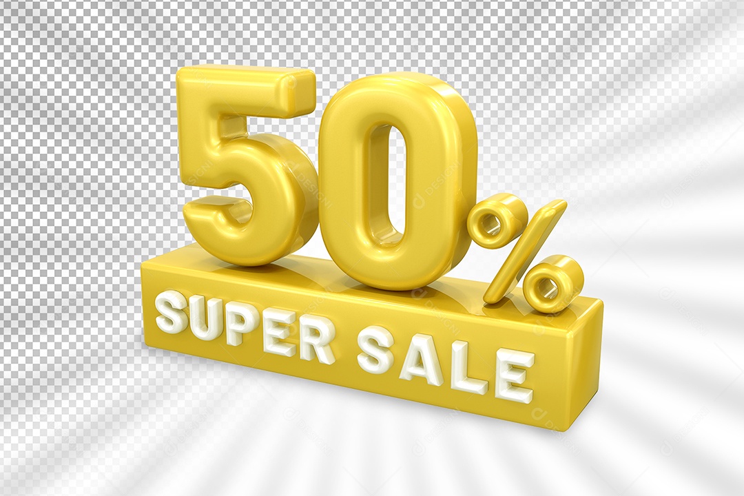 Número 3D 50% Por Cento Dourado Elemento Para Composição PSD