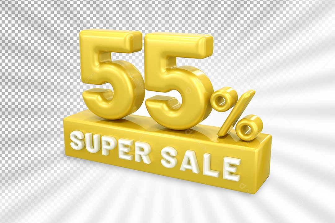 Número 3D 55% Por Cento Dourado Elemento Para Composição PSD