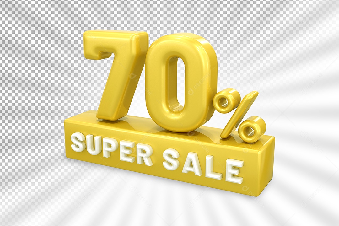 Número 3D 70% Por Cento Dourado Elemento Para Composição PSD