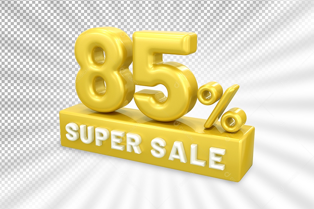 Número 3D 85% Por Cento Dourado Elemento Para Composição PSD