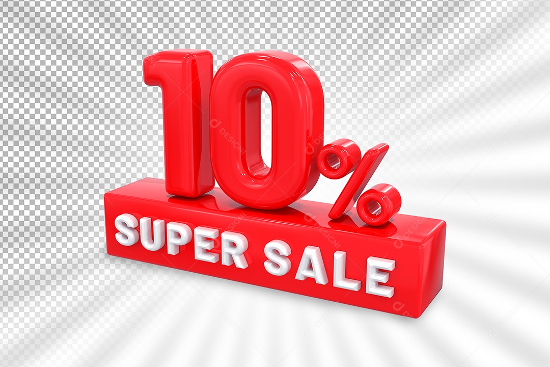 Número 3D 10% Por Cento Vermelho Elemento Para Composição PSD