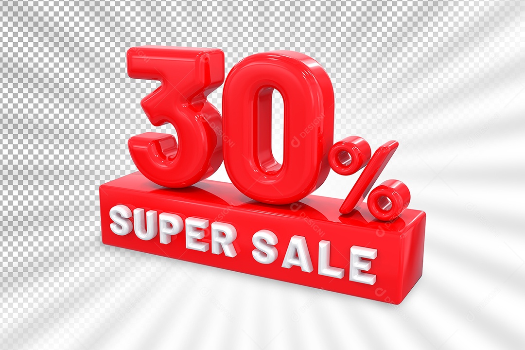 Número 3D 30% Por Cento Vermelho Elemento Para Composição PSD