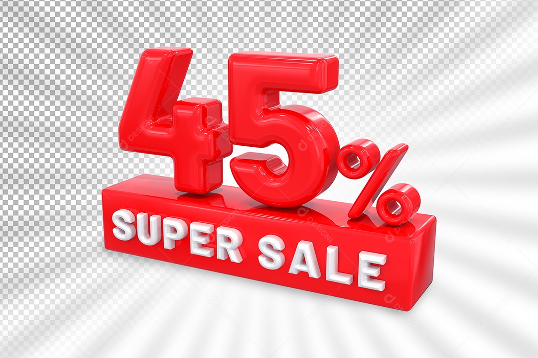 Número 3D 45% Por Cento Vermelho Elemento Para Composição PSD