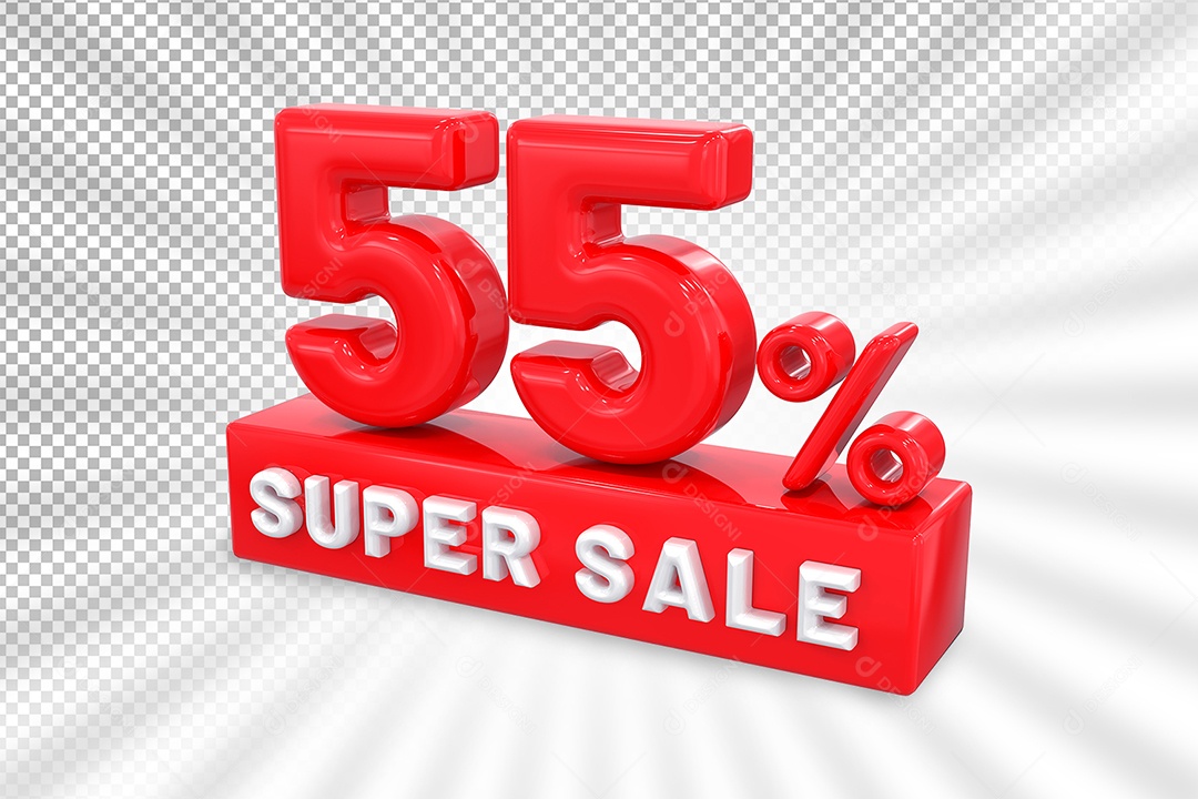 Número 3D 55% Por Cento Vermelho Elemento Para Composição PSD