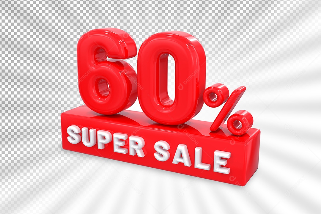 Número 3D 60% Por Cento Vermelho Elemento Para Composição PSD