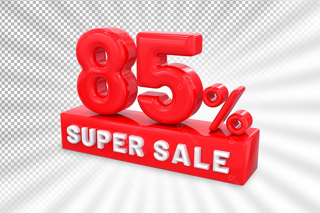 Número 3D 85% Por Cento Vermelho Elemento Para Composição PSD