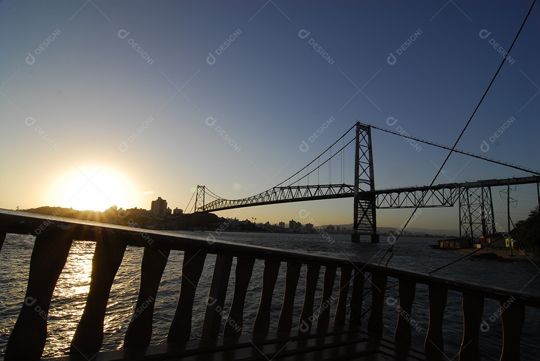 Paisagem por do sol floresta ponte