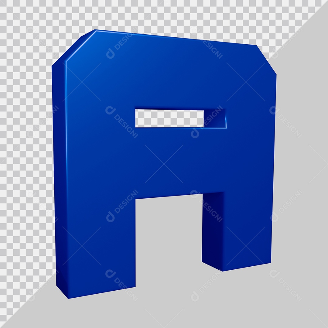 Elemento 3D Para Composição Letra A Azul PSD