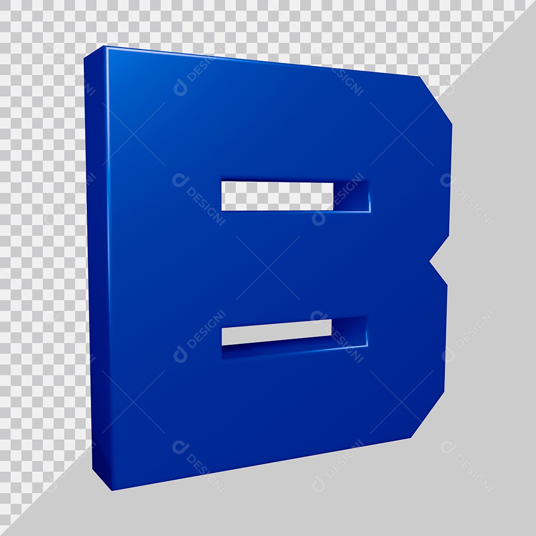 Elemento 3D Para Composição Letra B Azul