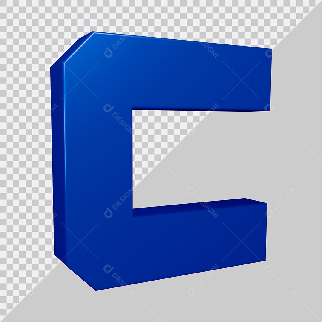 Elemento 3D Para Composição Letra C Azul PSD