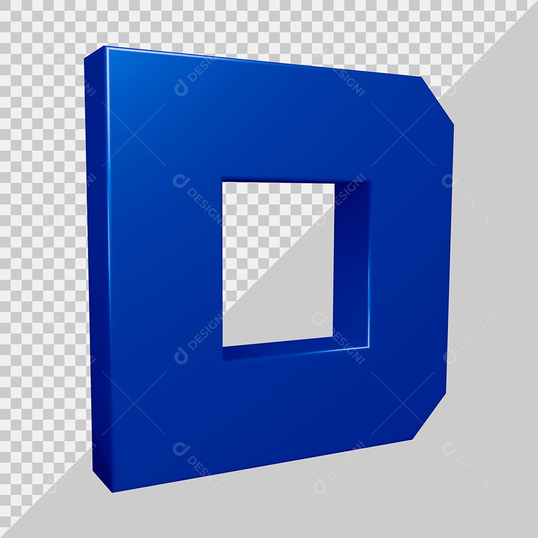 Elemento 3D Para Composição Letra D Azul PSD