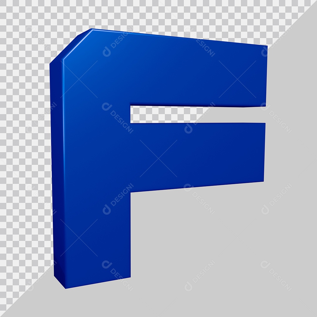 Elemento 3D Para Composição Letra F Azul PSD